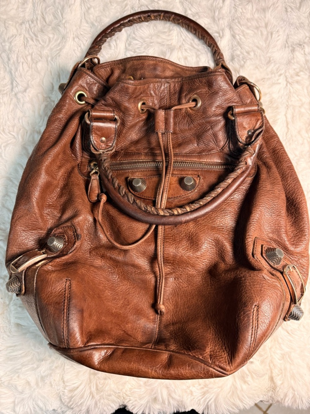 Balenciaga Motocross Giant Pompon Bag